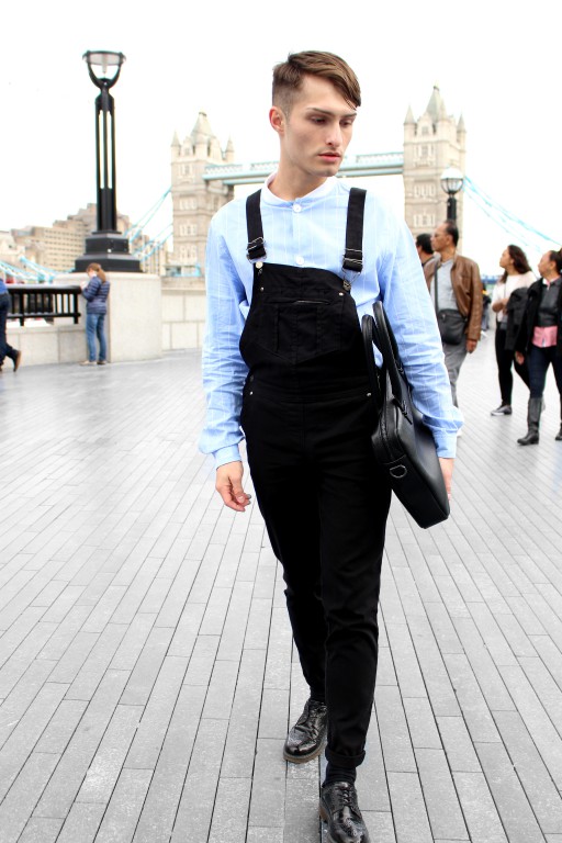 London Fashion Week Outfit Latzhose mit Hemd