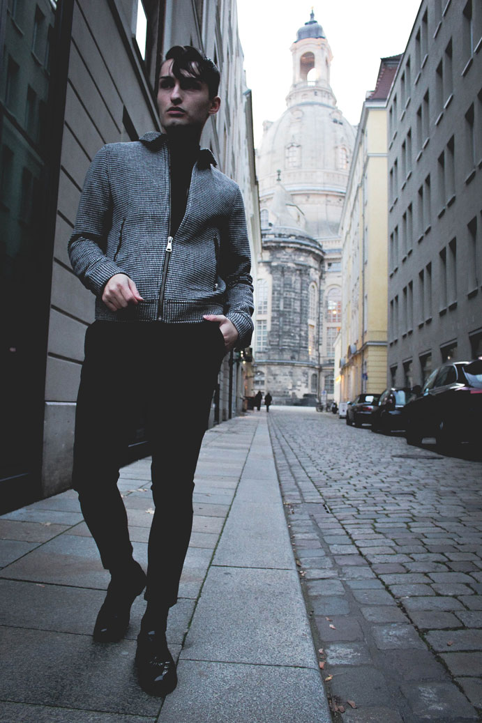 Pepita Muster Jacke im Chanel Look für Männer Fashion Blog Dresden 10
