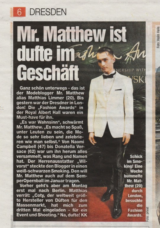 Vorweihnachtszeit Mister Matthew in der Morgenpost Dresden