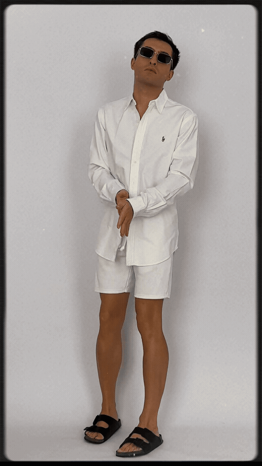 All White Look für Männer als Zweiteiler